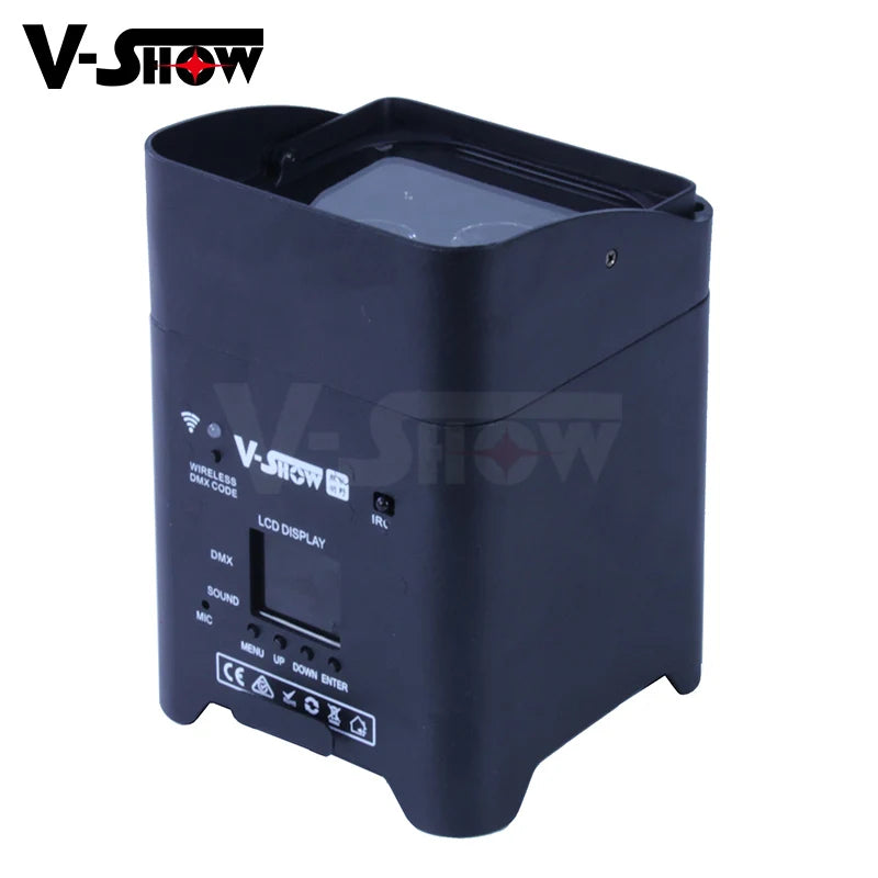 V-show 4pcs With Bag Battery Wireless DMX Wifi Remote Led Wedding Uplight 6x18w RGBWAUV 6in1 LED Par DJ Sound Party lights