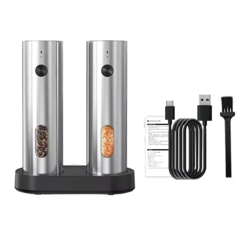 USB Rechargeable Electric Salt And Pepper Grinder with Base Charging Automatic Salt Pepper Grinder Spice Mill For Home Kitchen