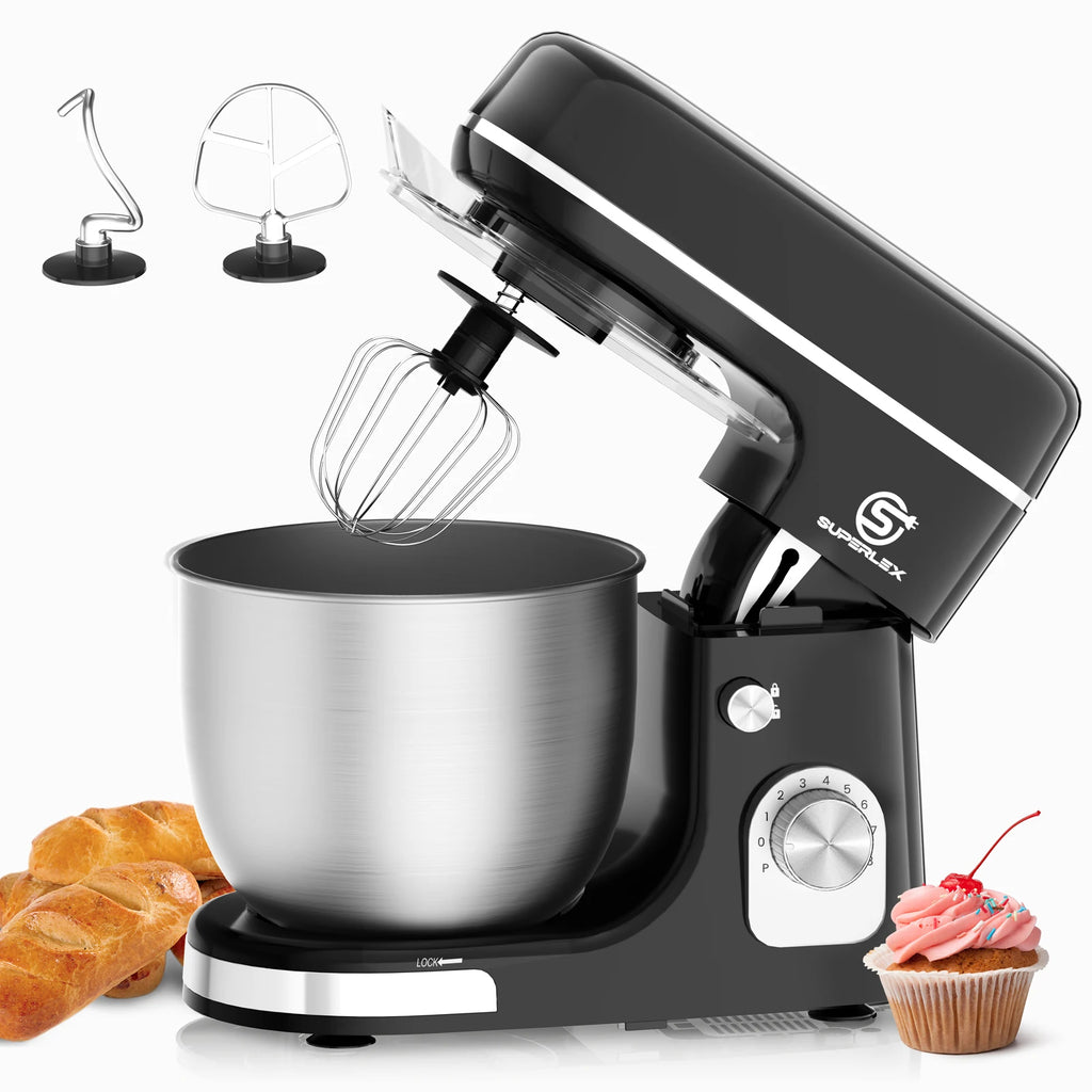 SUPERLEX 4.5L Food Stand Mixer 800W Whip Dough Kneader Multifunctional Powerful Motor Control-Temp Kitchen Mixer with Steel Bowl