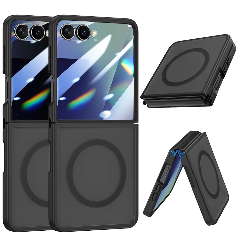 Magnetic Wireless Charging Mobile Phone Case for Samsung Galaxy Z Flip 7 Cases Slim Rugged Translucent Cover with Magnet