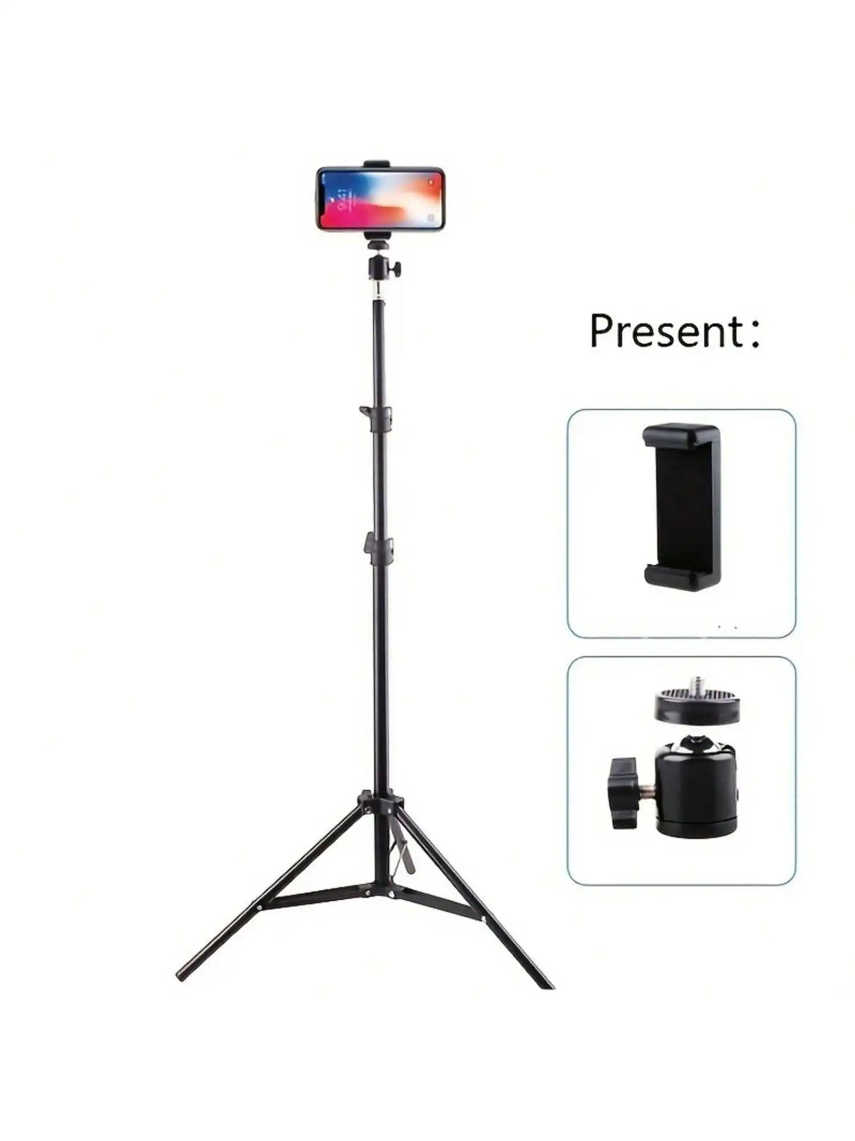 1pc 63-inch With Foldable Tripod & Phone Holder clip 160.02 Cm Multifunctional Tripod, Tripod For Phone And Camera