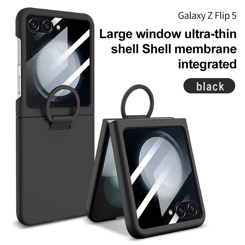 2026 Hot Skin Feel Glass Case for Samsung Galaxy Z Flip 7 FE 6 5 5G Fold business Fashion Cover Anti-knock Cases for Flip5 Flip6