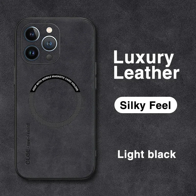 Magnetic Leather Case For iPhone 17 15 16 Pro Max 14 13 12 11 Pro Max XS XR X 8 7 Plus SE 2022 Wireless Charging Phone Cover