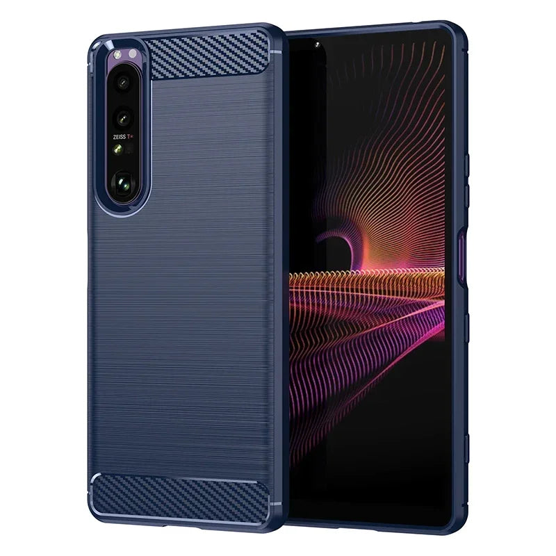 Carbon Fiber Soft Silicone Case For Sony Xperia 10 1 5 II III IV V VI Brushed Texture Back Cover Anti Shock Shell Case Funda