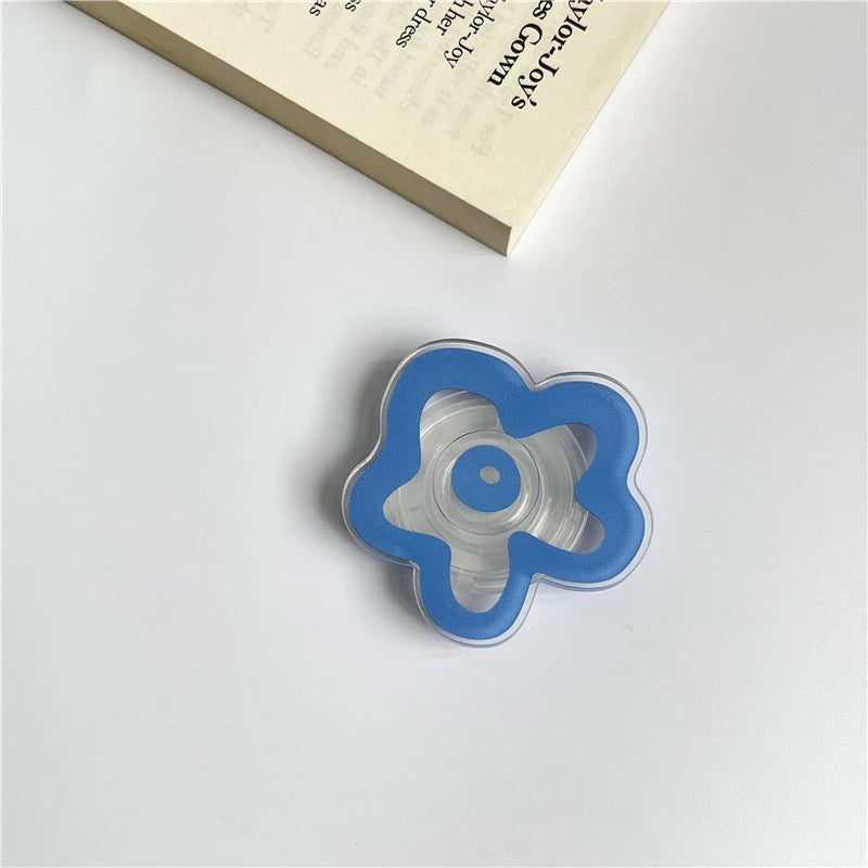 Cute Solid Color Flower Glossy Foldable Socket Pocket Grip Phone Holder for IPhone 17 Pro Max Griptok Finger Ring Stand Bracket