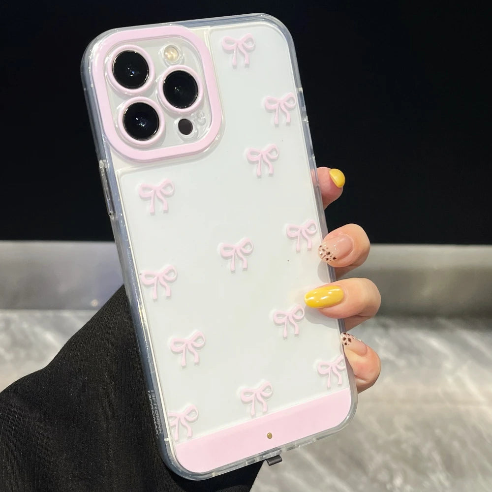 Luminous Call Light Up Flash Bowknot Phone Case For iPhone 17 16 15 13 12 11 14 Pro Max Plus FIve Color Light Change Cases Cover