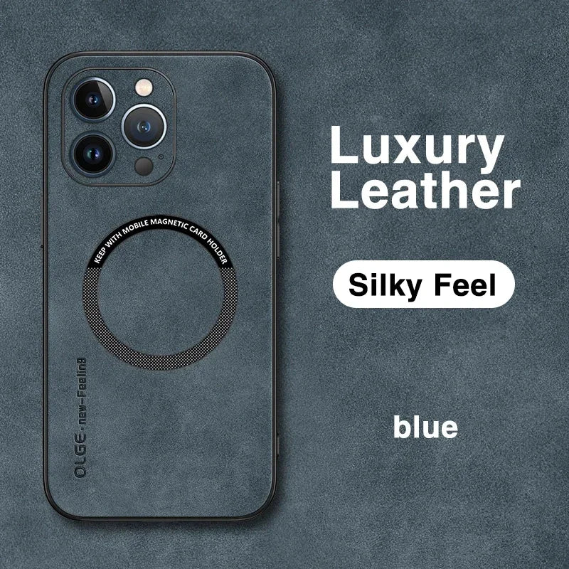 Magnetic Leather Case For iPhone 17 15 16 Pro Max 14 13 12 11 Pro Max XS XR X 8 7 Plus SE 2022 Wireless Charging Phone Cover