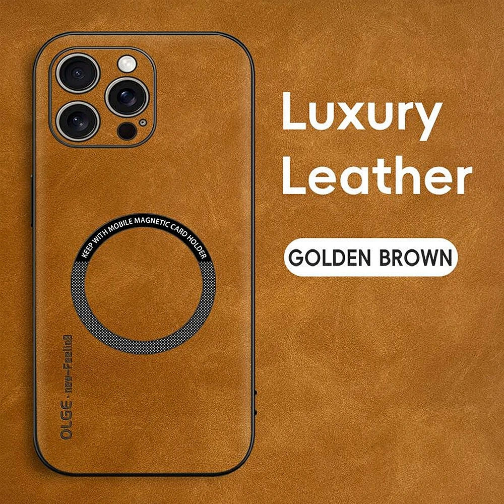 Magnetic Leather Case For iPhone 17 15 16 Pro Max 14 13 12 11 Pro Max XS XR X 8 7 Plus SE 2022 Wireless Charging Phone Cover