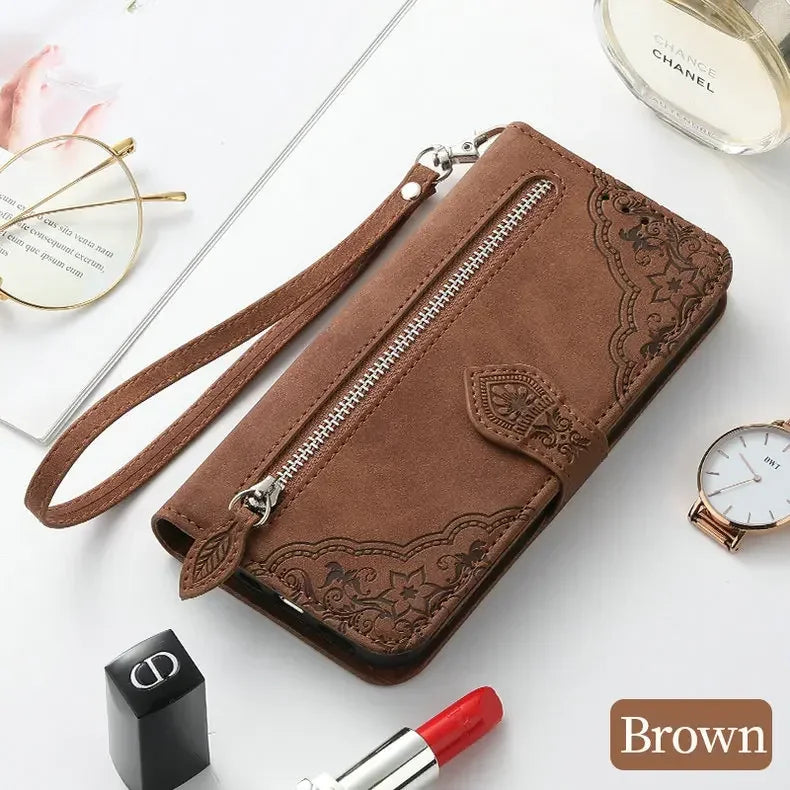 S25 S24 S23 Ultra S 26 S20 FE 5G Flip Case Zipper Card Texture Book Cover for Samsung Galaxy S21 Plus S22 S26 Ultra S 25 24 Capa