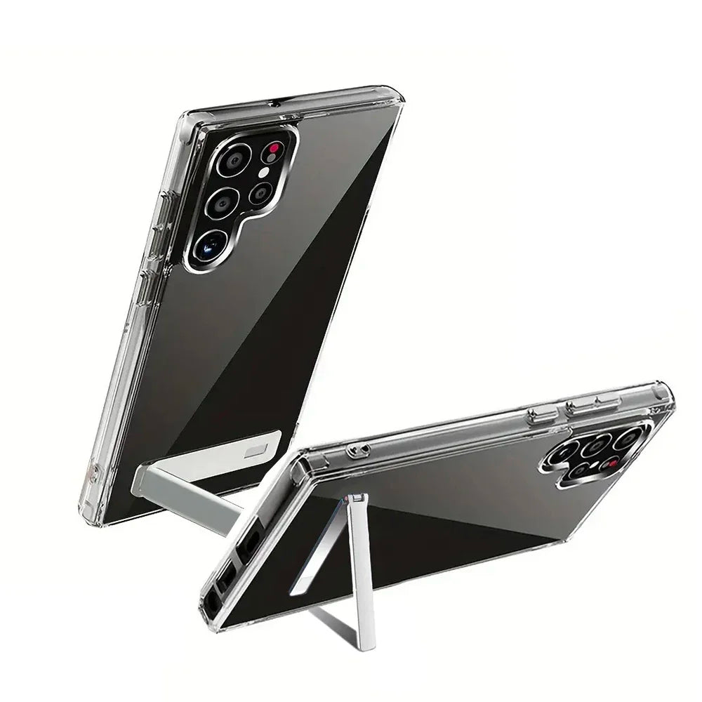 Kickstand Clear Mobile Phone Case for Samsung Galaxy S26 S25 Ultra Plus S24 S23 FE S22 Stand Cases Back Cover with Holder