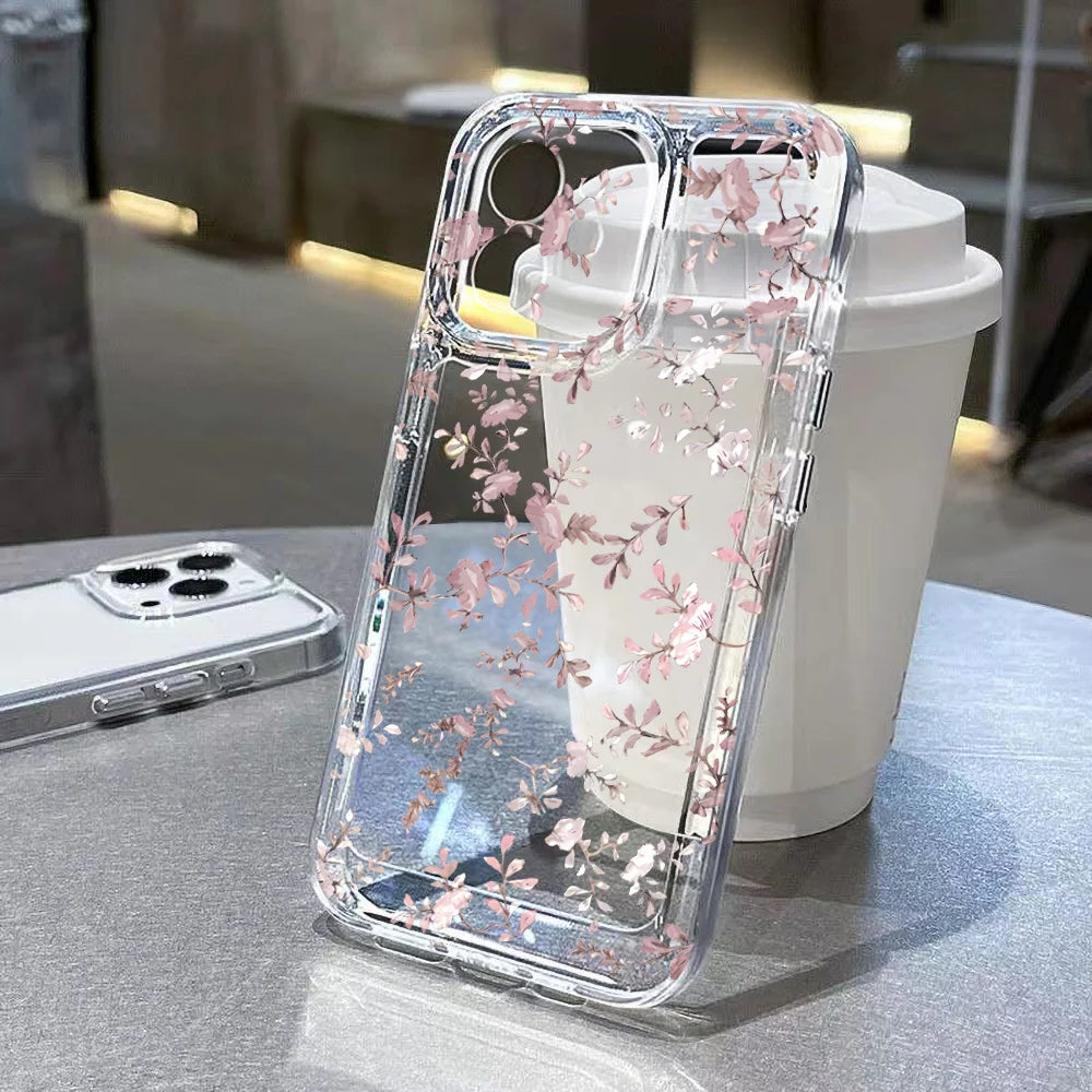 Purple Flower Phone Case For iPhone 16 Pro Case iPhone 14 11 13 12 15 Pro Max 16e XR 7 8 Plus SE 2 3 Shockproof Soft Clear Cover