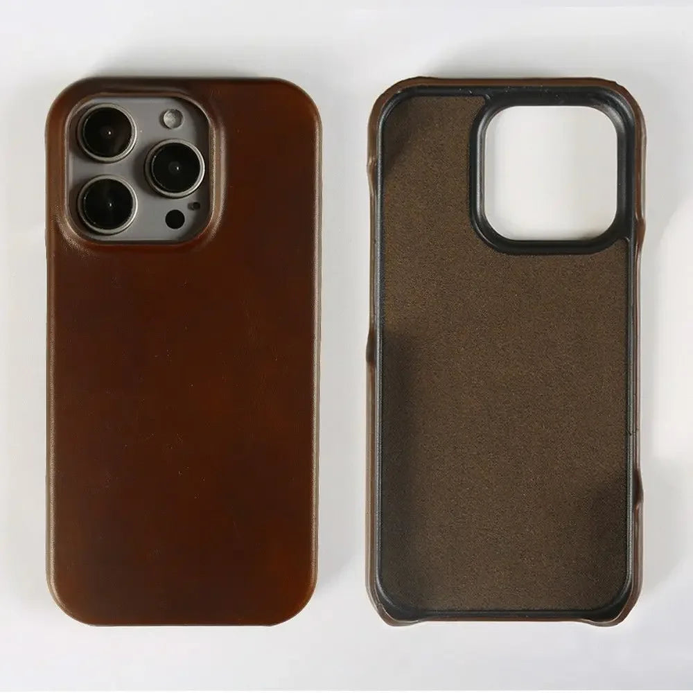 Business Genuine Leather Phone Case For Iphone 16 Pro Max 15Pro Aesthetic Vintage Back Cover For Iphone 13Pro 12Pro 11 14Pro 12