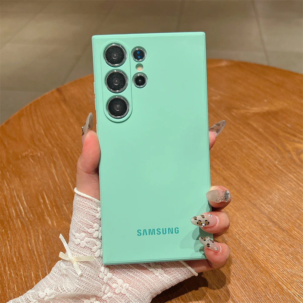 Luxury Matte Liquid Silicone Solid Phone Case for Samsung Galaxy S25 S24 S26 Ultra S23 S22 Plus S21 FE Shockproof Protect Cover