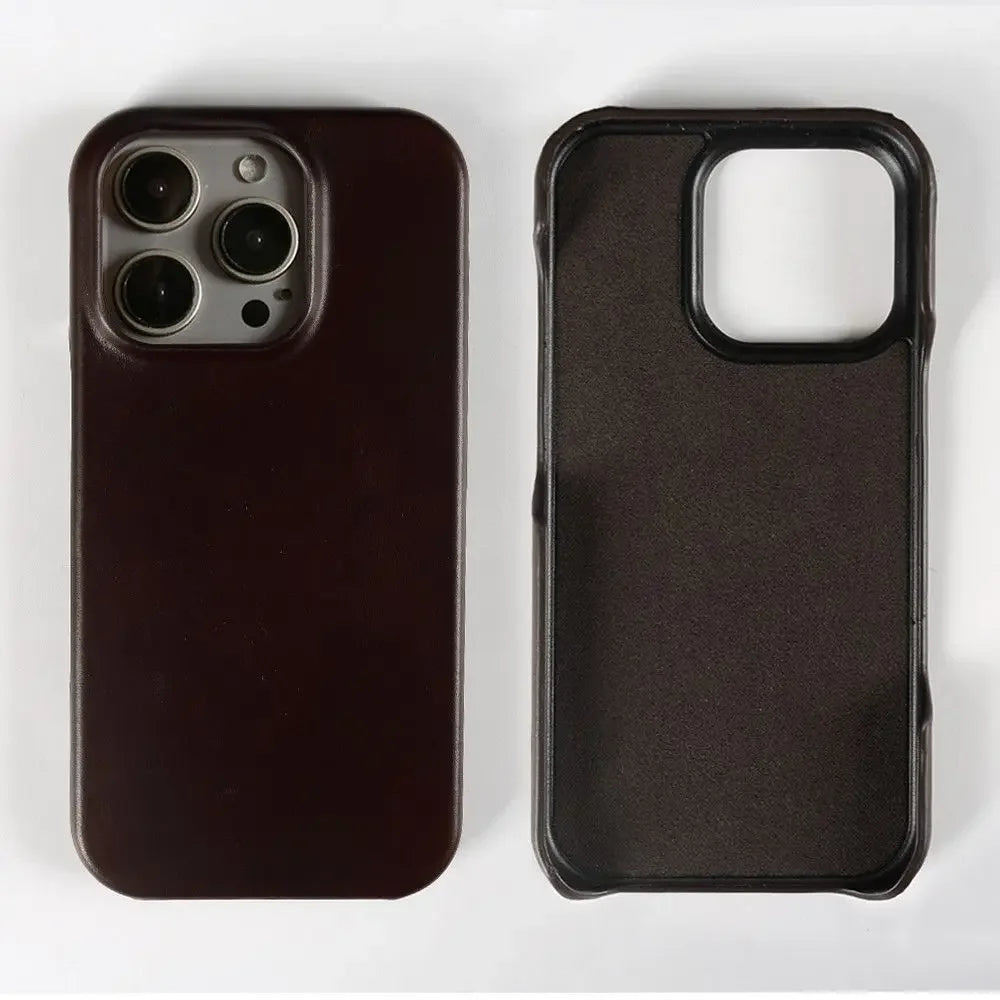 Business Genuine Leather Phone Case For Iphone 16 Pro Max 15Pro Aesthetic Vintage Back Cover For Iphone 13Pro 12Pro 11 14Pro 12