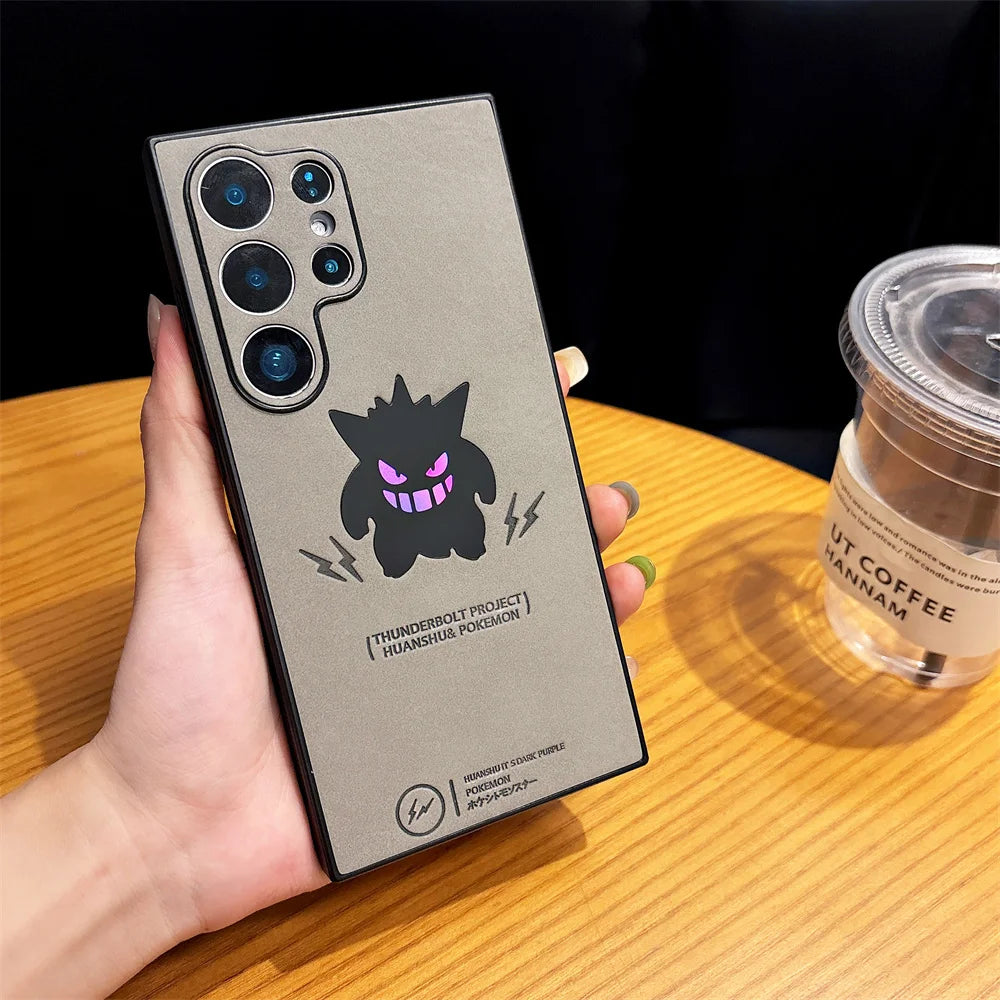 2026 Cartoon Gengar Wristband Leather Phone Case For Samsung Galaxy S25 S24 S23 S22 Ultra Plus Edge S25edge Shockproof Cover
