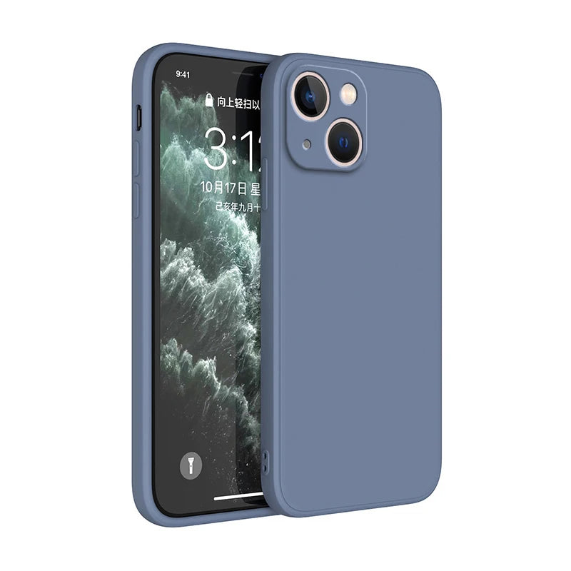 Square Square Liquid Silicone Phone Case for iPhone 14 Plus 11 12 13 14 Pro Max 12 13 mini Luxury Camera Protective Cover