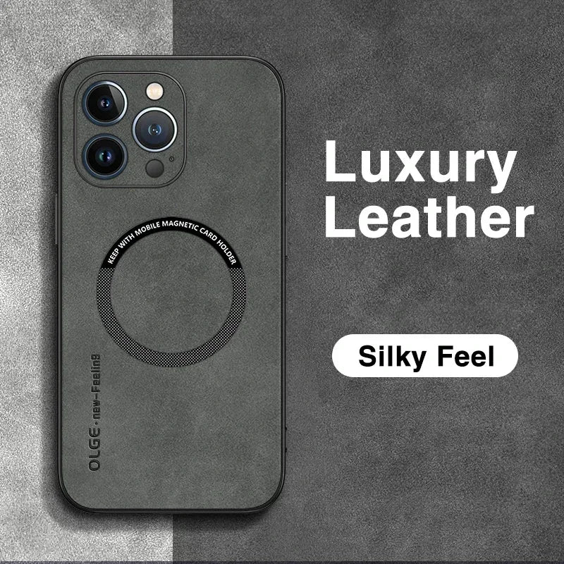 Magnetic Leather Case For iPhone 17 15 16 Pro Max 14 13 12 11 Pro Max XS XR X 8 7 Plus SE 2022 Wireless Charging Phone Cover