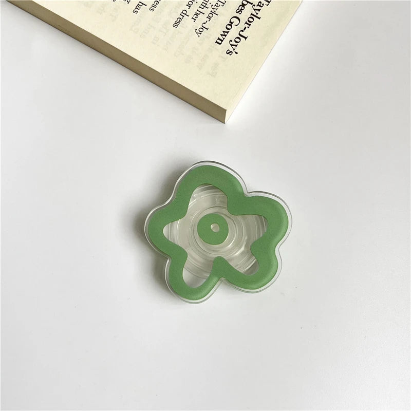 Cute Solid Color Flower Glossy Foldable Socket Pocket Grip Phone Holder for IPhone 17 Pro Max Griptok Finger Ring Stand Bracket