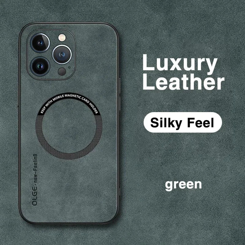 Magnetic Leather Case For iPhone 17 15 16 Pro Max 14 13 12 11 Pro Max XS XR X 8 7 Plus SE 2022 Wireless Charging Phone Cover