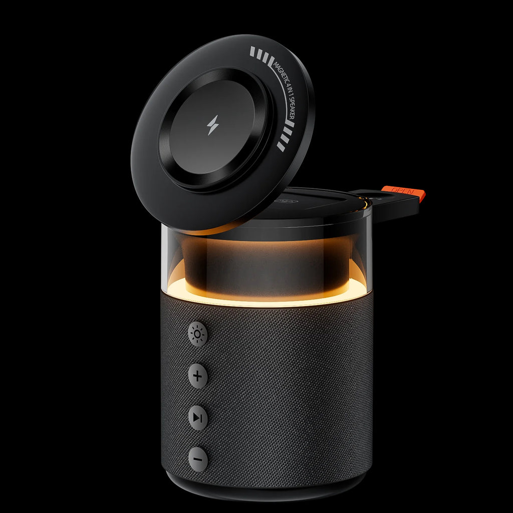 5-in-1 Magnetic Wireless Charging Station with Wireless Speaker Night Light Fast Charger for iPhone iWatch AirPods With Speaker