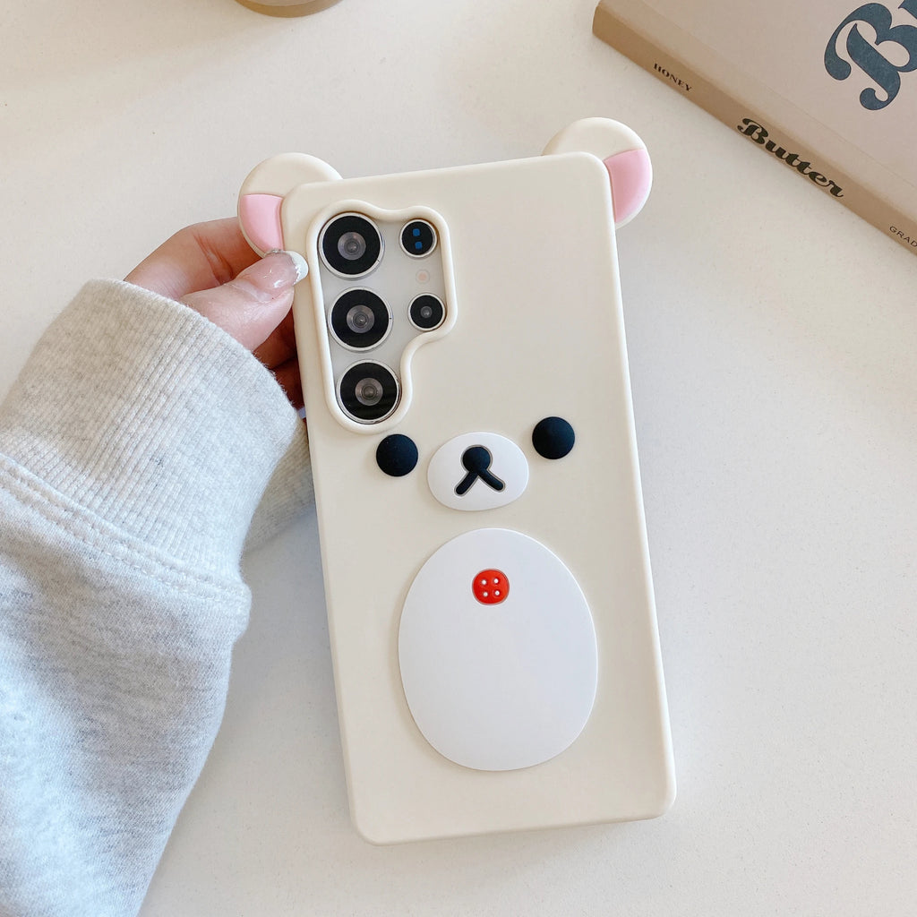 2026 Newest Cute 3D Cartoon Rilakkuma Bear Soft Silicone Phone Case Cover For Samsung Galaxy S25 S24 Ultra Plus S25Ultra