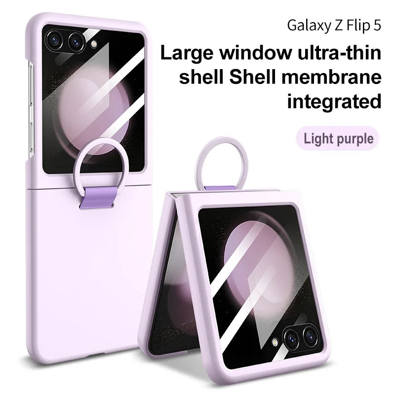 2026 Hot Skin Feel Glass Case for Samsung Galaxy Z Flip 7 FE 6 5 5G Fold business Fashion Cover Anti-knock Cases for Flip5 Flip6