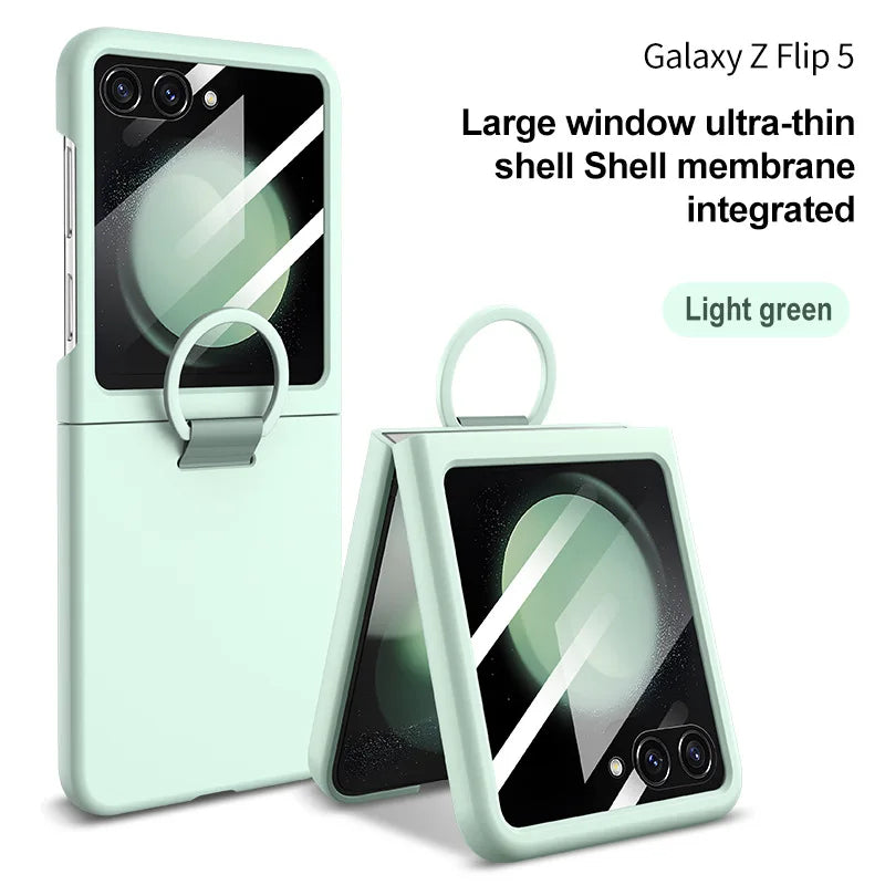 2026 Hot Skin Feel Glass Case for Samsung Galaxy Z Flip 7 FE 6 5 5G Fold business Fashion Cover Anti-knock Cases for Flip5 Flip6
