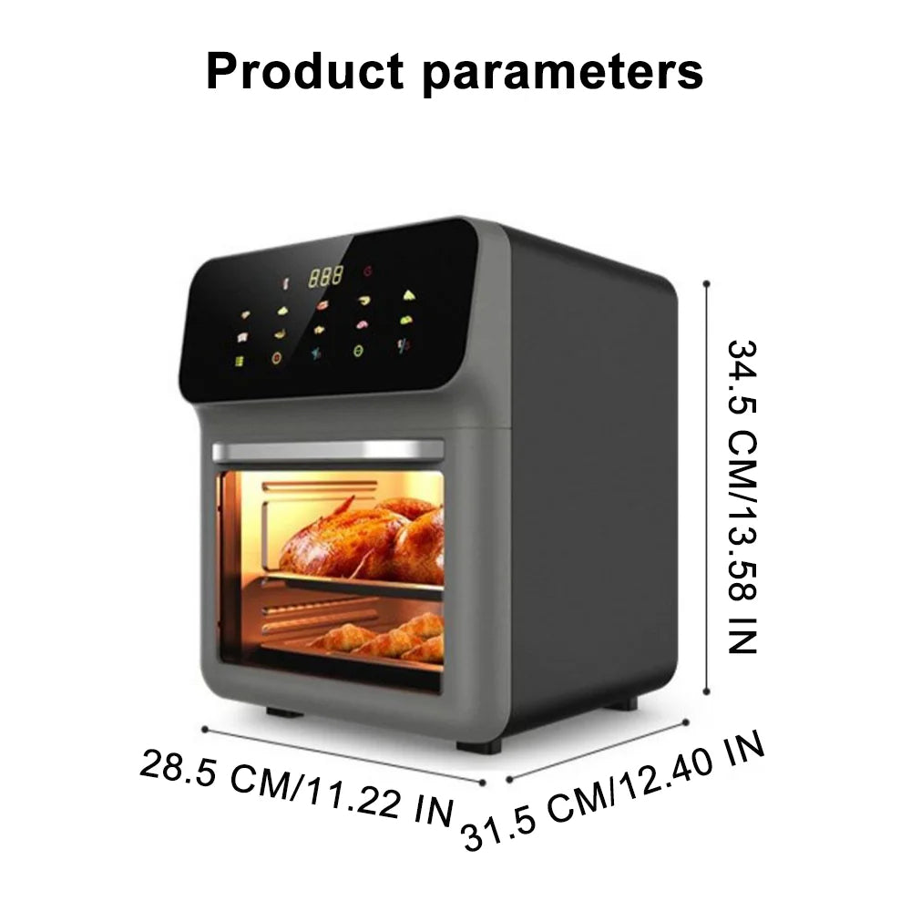 Visible Air Fryer Toaster Oven All-in-One 10L Digital Air Fryer Toaster Oven with Baking Sheet 10 Presets Guided Cooking