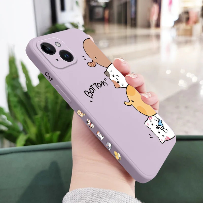 Cat Litter Phone Case For iPhone 17 17 Air 16 16e 15 14 13 12 11 Plus Pro Max Mini X XR XS Plus Liquid Silicone Cover