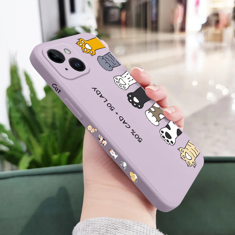Cat Litter Phone Case For iPhone 17 17 Air 16 16e 15 14 13 12 11 Plus Pro Max Mini X XR XS Plus Liquid Silicone Cover