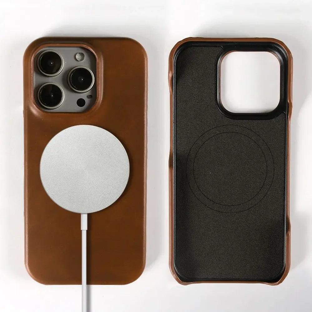 Business Genuine Leather Phone Case For Iphone 16 Pro Max 15Pro Aesthetic Vintage Back Cover For Iphone 13Pro 12Pro 11 14Pro 12