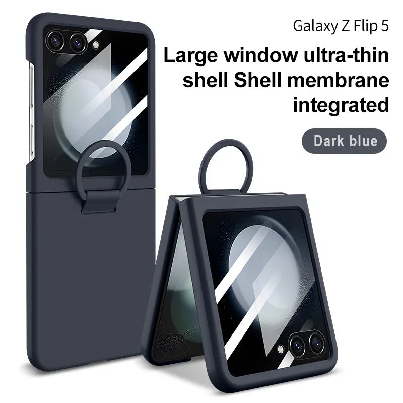 2026 Hot Skin Feel Glass Case for Samsung Galaxy Z Flip 7 FE 6 5 5G Fold business Fashion Cover Anti-knock Cases for Flip5 Flip6