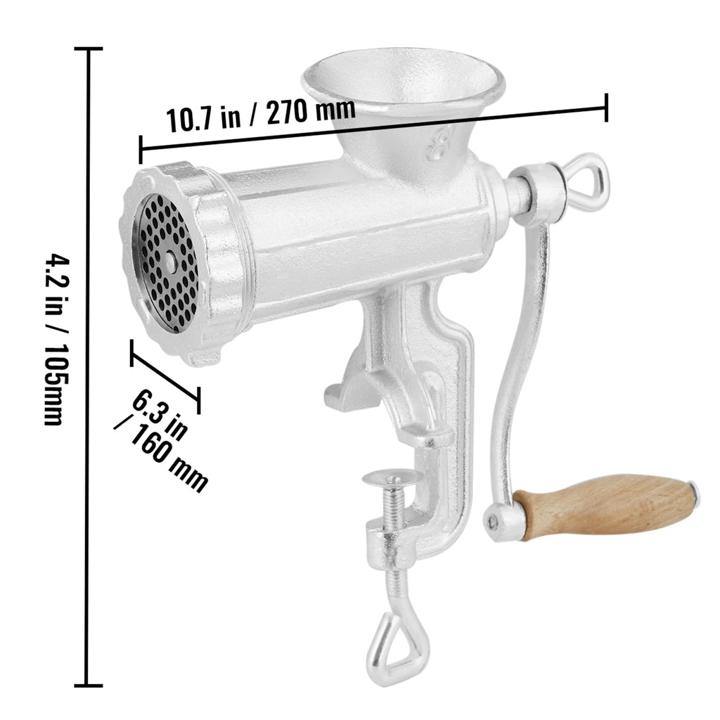 SucceBuy Manual Meat Grinder Heavy Duty Cast Iron Hand Meat Grinder Steel Table Clamp Meat Mincer Sausage Maker 1 Cutting Blade