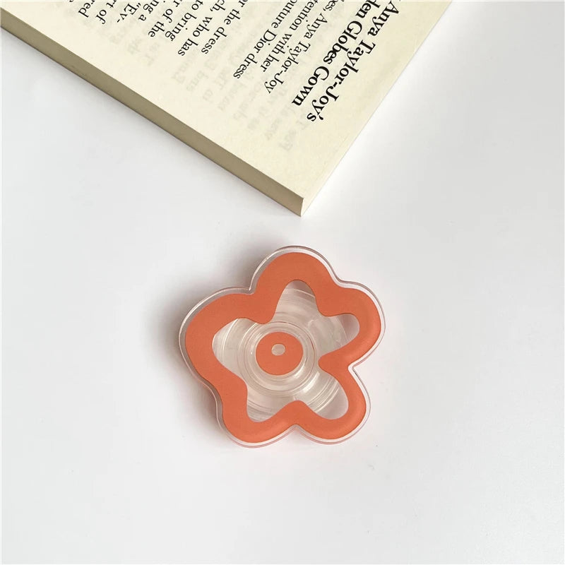 Cute Solid Color Flower Glossy Foldable Socket Pocket Grip Phone Holder for IPhone 17 Pro Max Griptok Finger Ring Stand Bracket