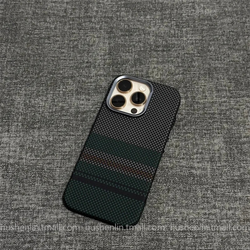 2026 New Mountain Relief Carbon Case for iPhone 16 15 Pro Max MagSafe Back Cover Hard PC Buttons Frame Protective Phone Shell