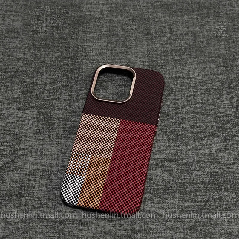 2026 New Mountain Relief Carbon Case for iPhone 16 15 Pro Max MagSafe Back Cover Hard PC Buttons Frame Protective Phone Shell