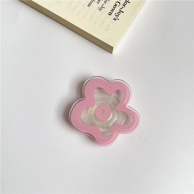 Cute Solid Color Flower Glossy Foldable Socket Pocket Grip Phone Holder for IPhone 17 Pro Max Griptok Finger Ring Stand Bracket