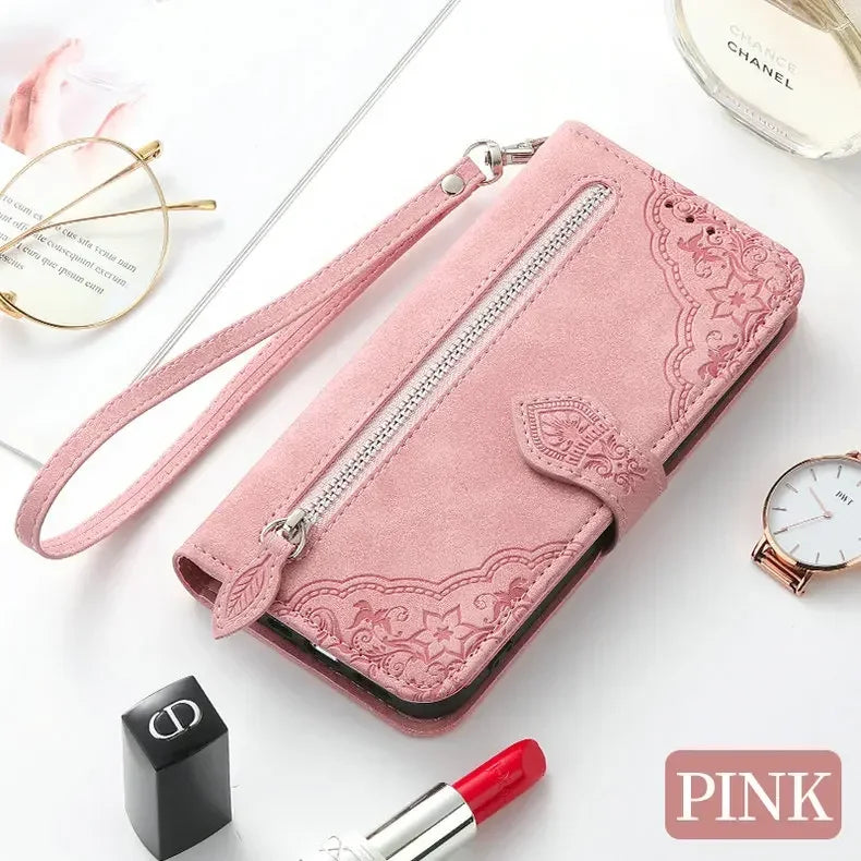 S25 S24 S23 Ultra S 26 S20 FE 5G Flip Case Zipper Card Texture Book Cover for Samsung Galaxy S21 Plus S22 S26 Ultra S 25 24 Capa