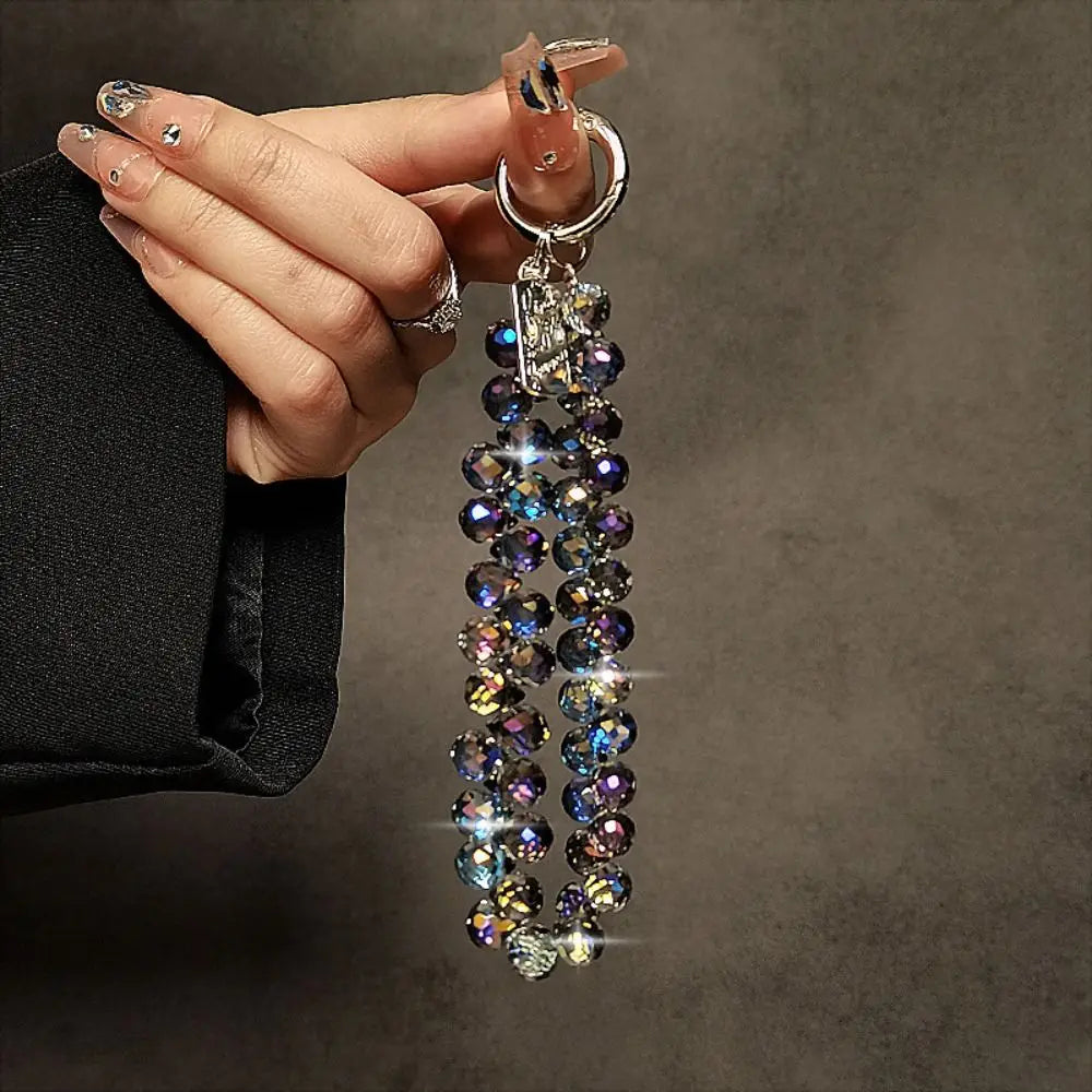 Colorful Mobile Phone Lanyard Chain Stylish Glitter Crystal Bead Pendant Keychain Jewelry Bag Accessories Sparkle Key Chains