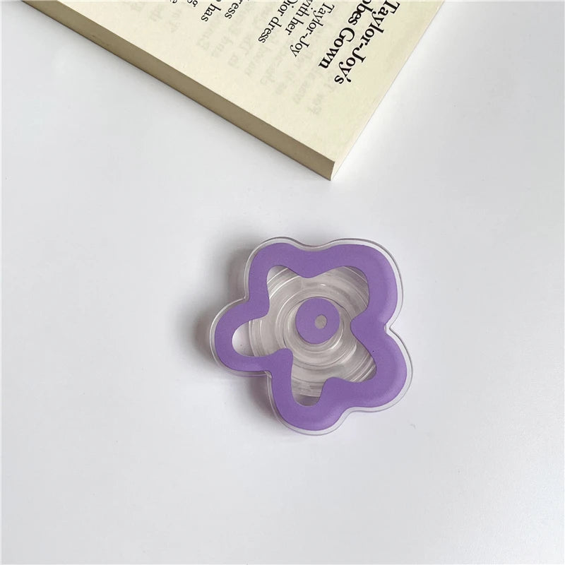 Cute Solid Color Flower Glossy Foldable Socket Pocket Grip Phone Holder for IPhone 17 Pro Max Griptok Finger Ring Stand Bracket