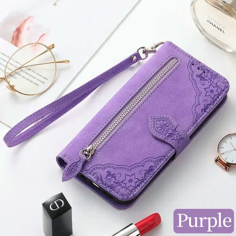 S25 S24 S23 Ultra S 26 S20 FE 5G Flip Case Zipper Card Texture Book Cover for Samsung Galaxy S21 Plus S22 S26 Ultra S 25 24 Capa