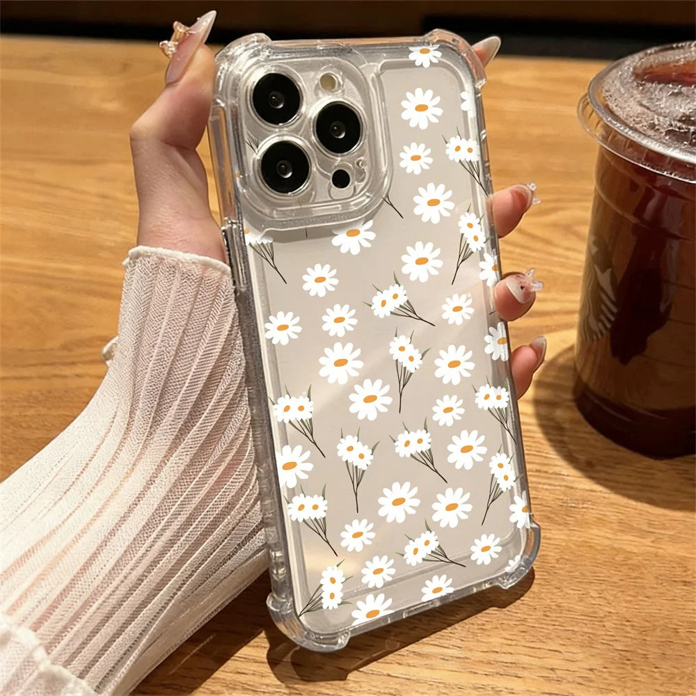 Daisy Flower Phone Cases For Samsung Galaxy S21 Ultra S22 S20 FE Plus Note 20 Ultra A54 A35 A34 A14 A24 A52 A05 A05S A53 A33 A04