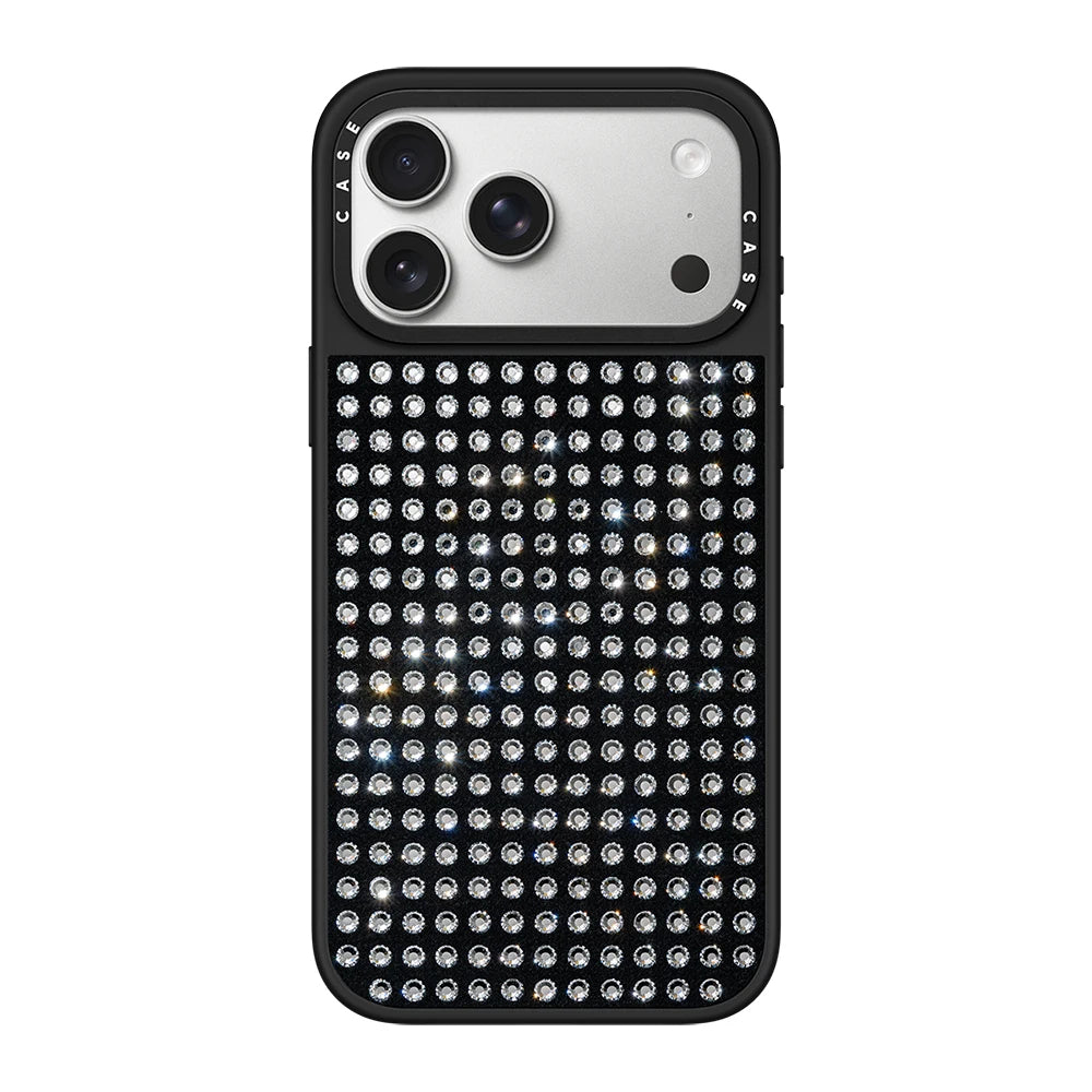 2026New Crystal Velvet Phone Case For iPhone 17Pro 16 15 Pro Max The Back is Covered in Diamonds Black Border Protective Cover