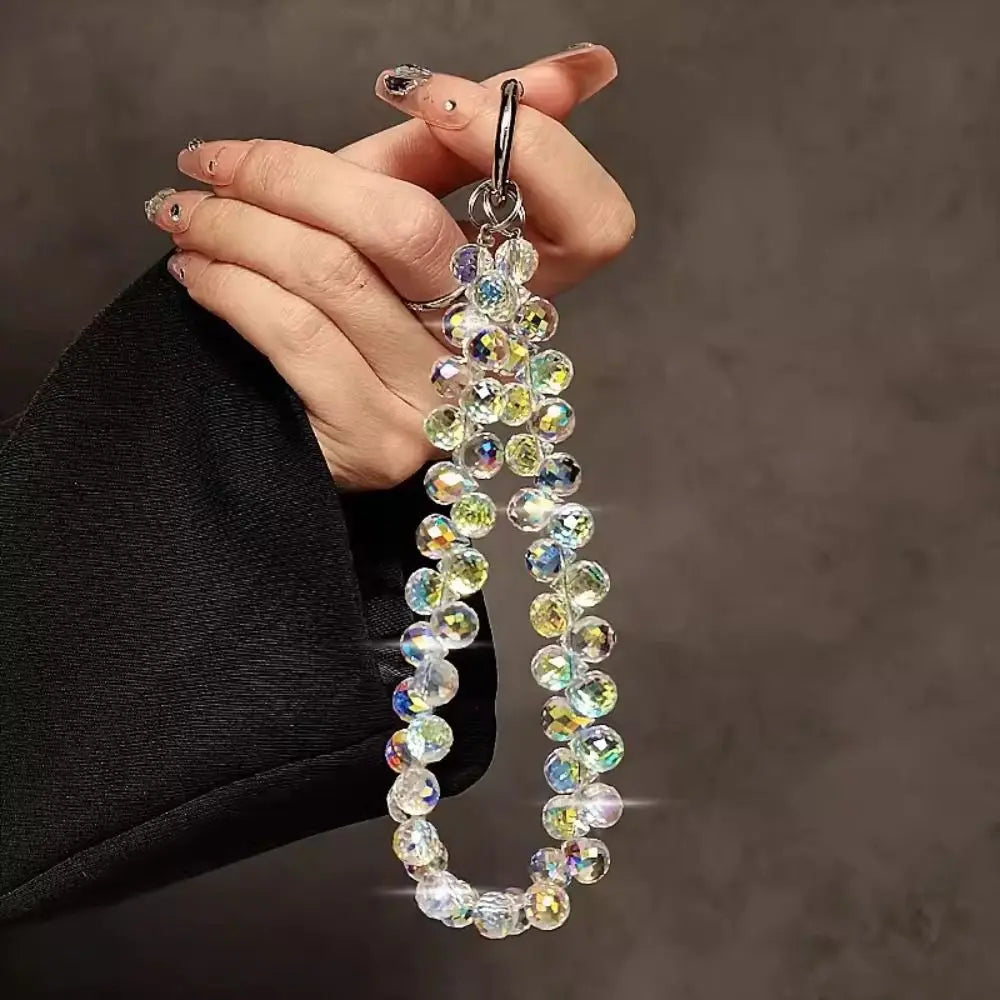 Colorful Mobile Phone Lanyard Chain Stylish Glitter Crystal Bead Pendant Keychain Jewelry Bag Accessories Sparkle Key Chains