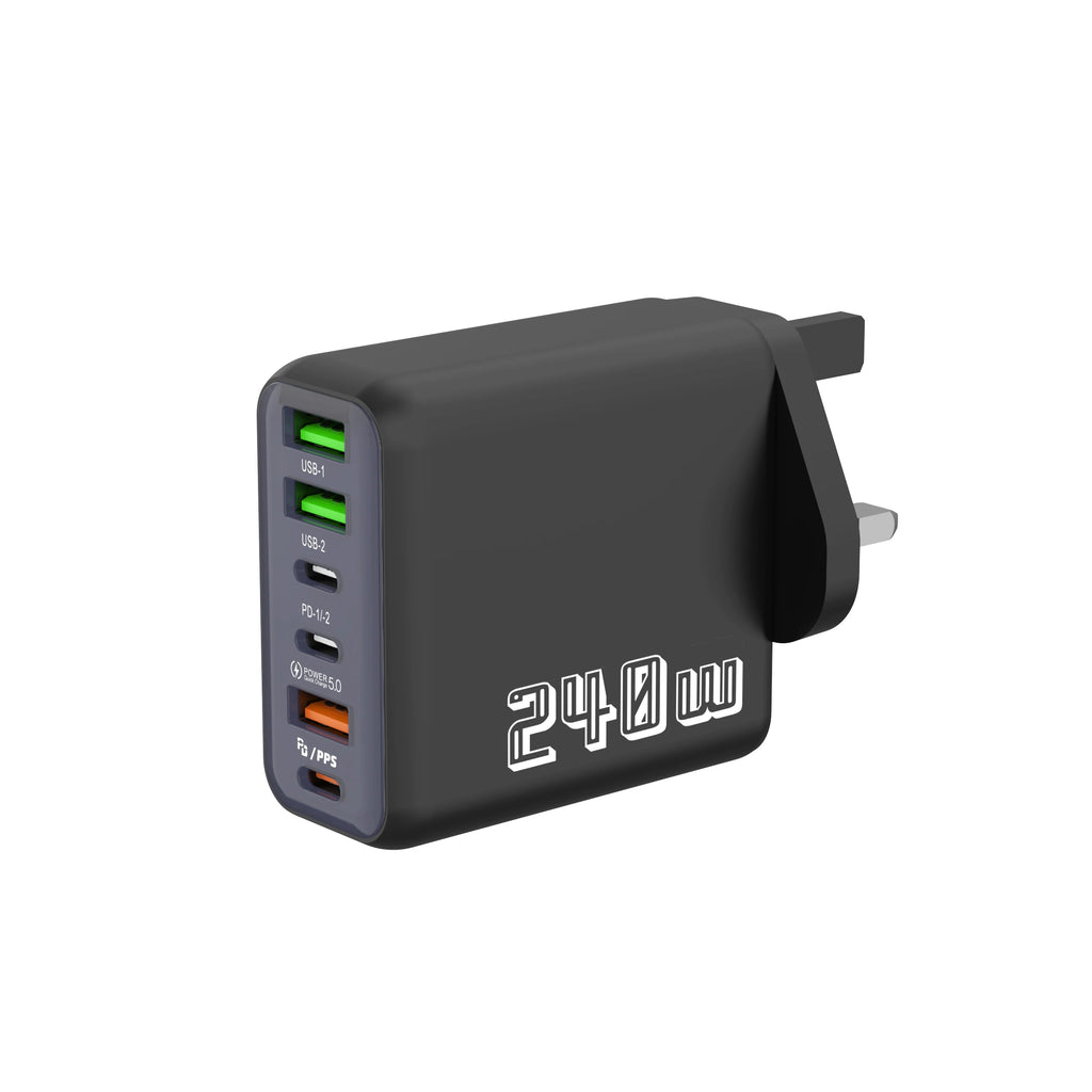 240W 6 Port USB C Charger Super Fast Charging PD3.0 USB C Type C Mobile Phone Charger For iPhone 17 16 pro Samsung Xiaomi ipad