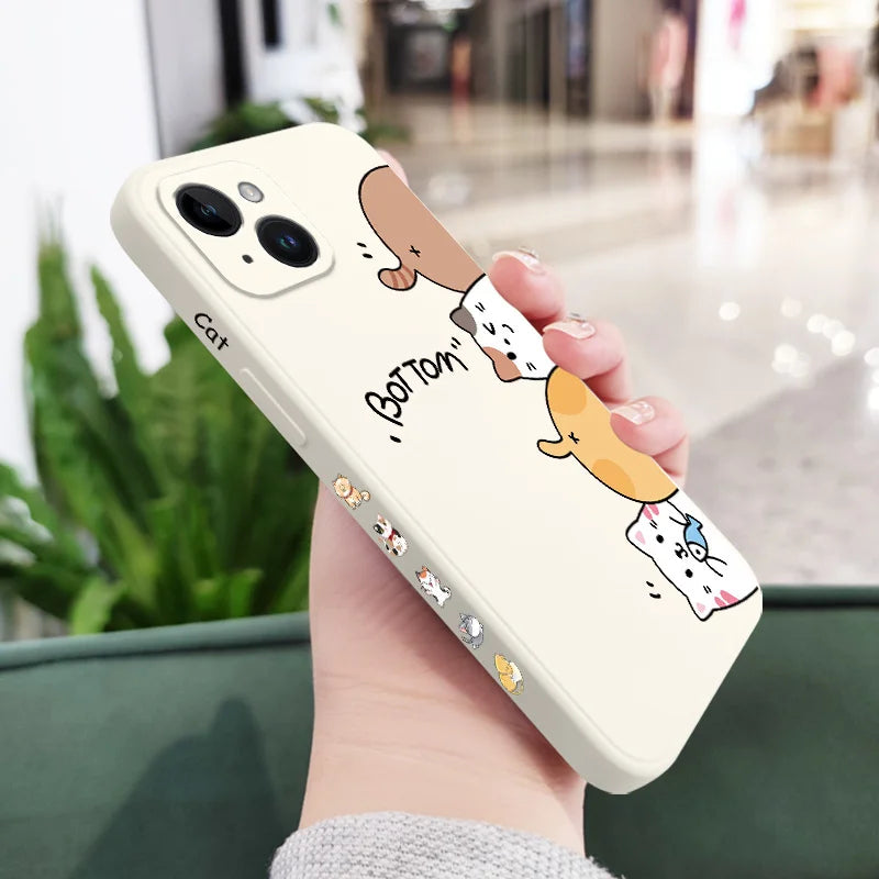 Cat Litter Phone Case For iPhone 17 17 Air 16 16e 15 14 13 12 11 Plus Pro Max Mini X XR XS Plus Liquid Silicone Cover