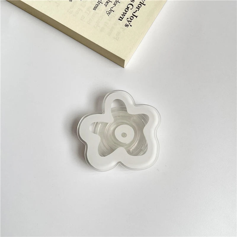 Cute Solid Color Flower Glossy Foldable Socket Pocket Grip Phone Holder for IPhone 17 Pro Max Griptok Finger Ring Stand Bracket