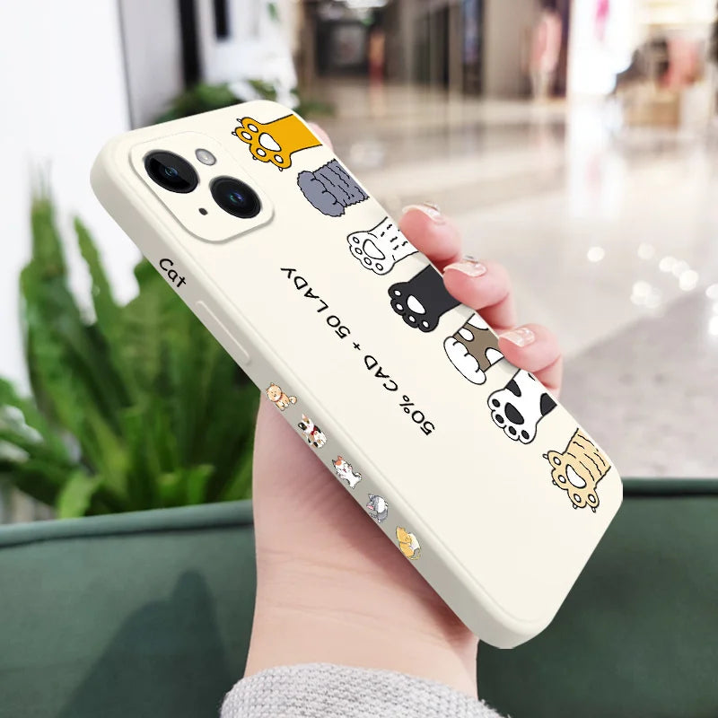 Cat Litter Phone Case For iPhone 17 17 Air 16 16e 15 14 13 12 11 Plus Pro Max Mini X XR XS Plus Liquid Silicone Cover