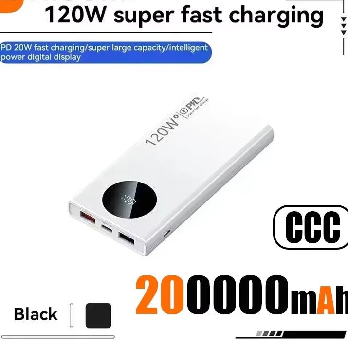 500000mAh High Capacity Power Bank 120W Fast Charging Powerbank Portable Battery Charger For iPhone Samsung Huawei Xiaomi 2026