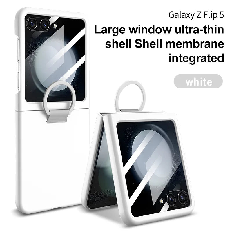 2026 Hot Skin Feel Glass Case for Samsung Galaxy Z Flip 7 FE 6 5 5G Fold business Fashion Cover Anti-knock Cases for Flip5 Flip6